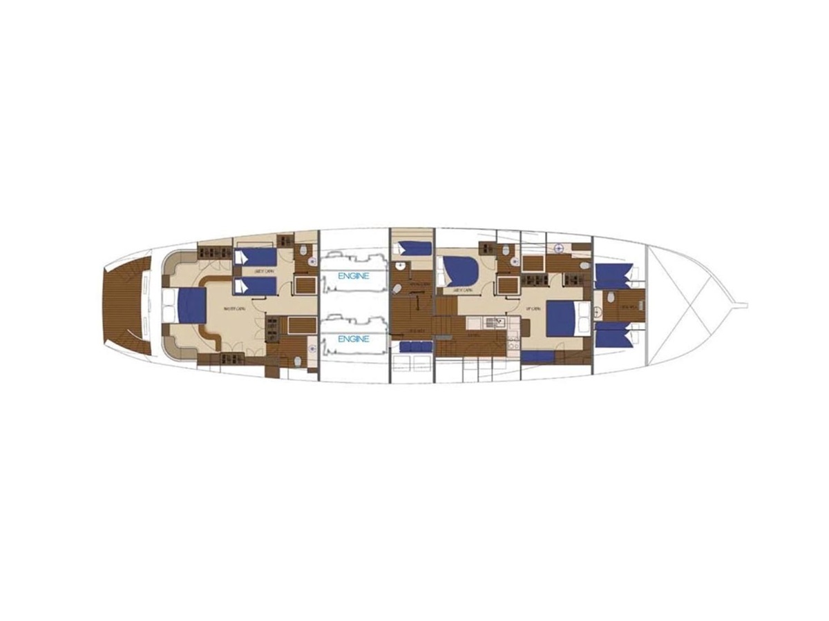 Deck plan layout of Miss B gulet in Turkey