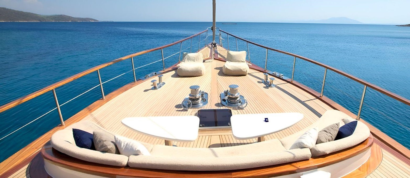 Front deck onboard Miss B in Turkey