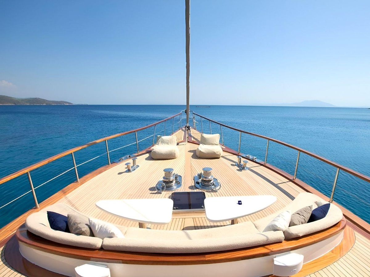 Front deck onboard Miss B in Turkey