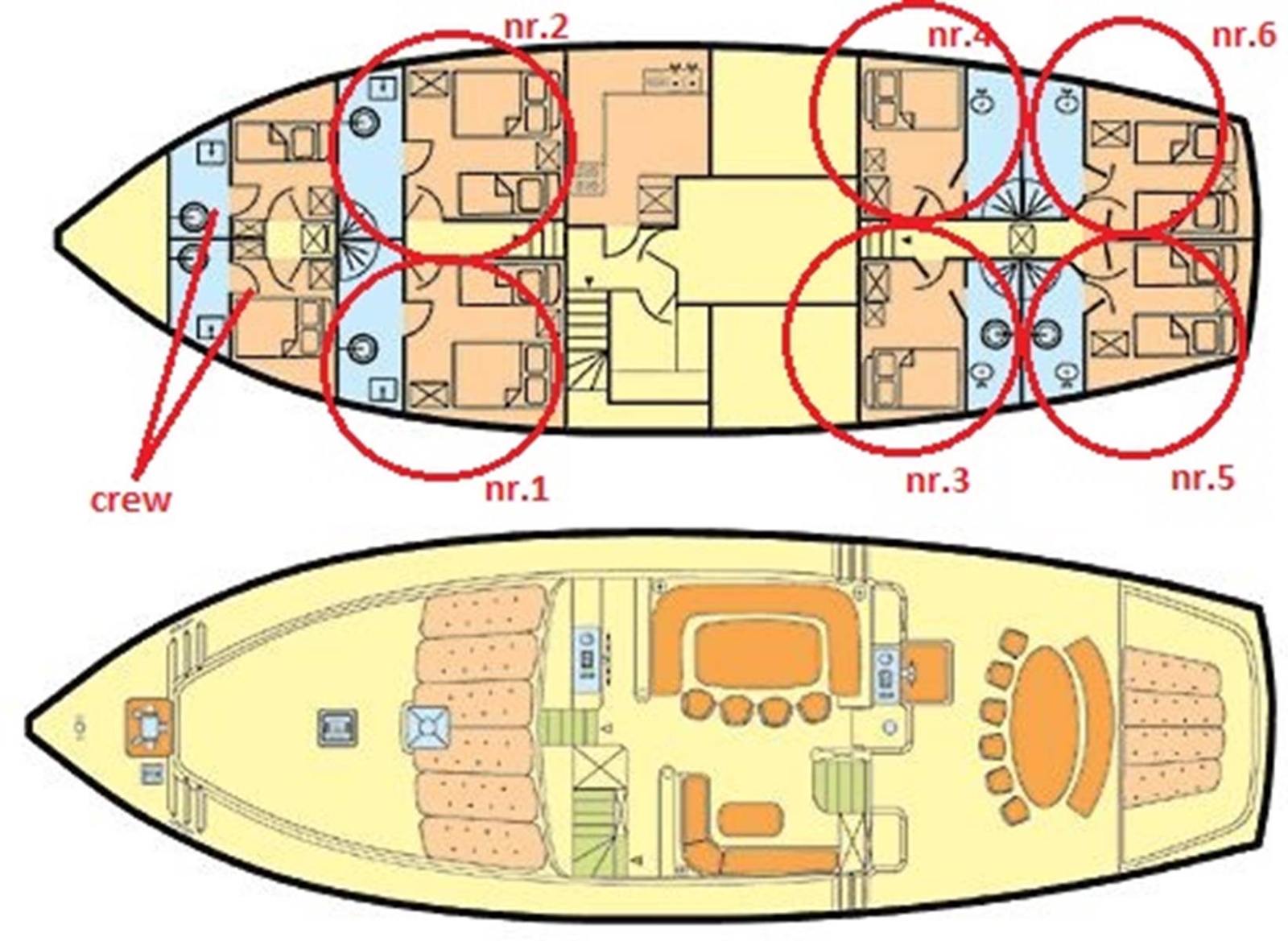 Deck plan for Morning Star in Croatia