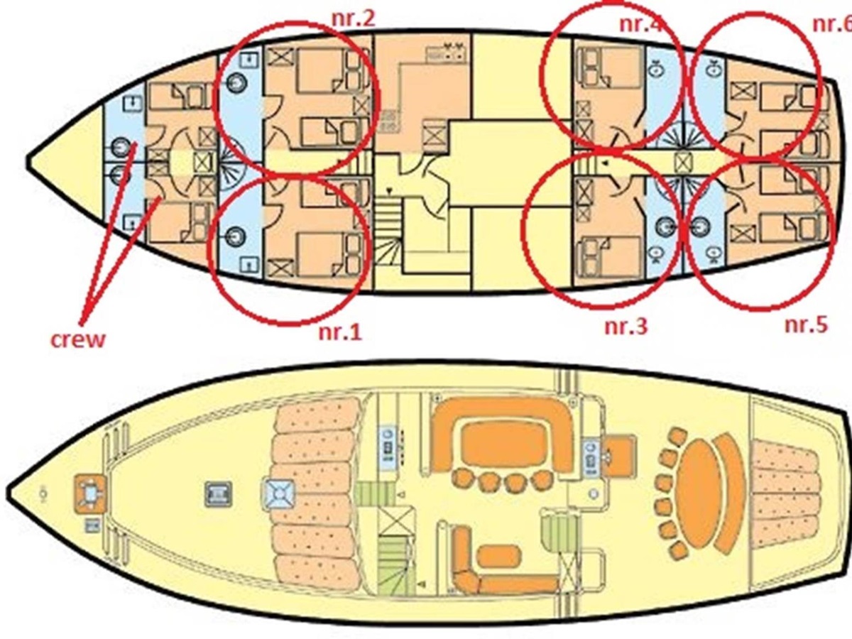 Deck plan for Morning Star in Croatia