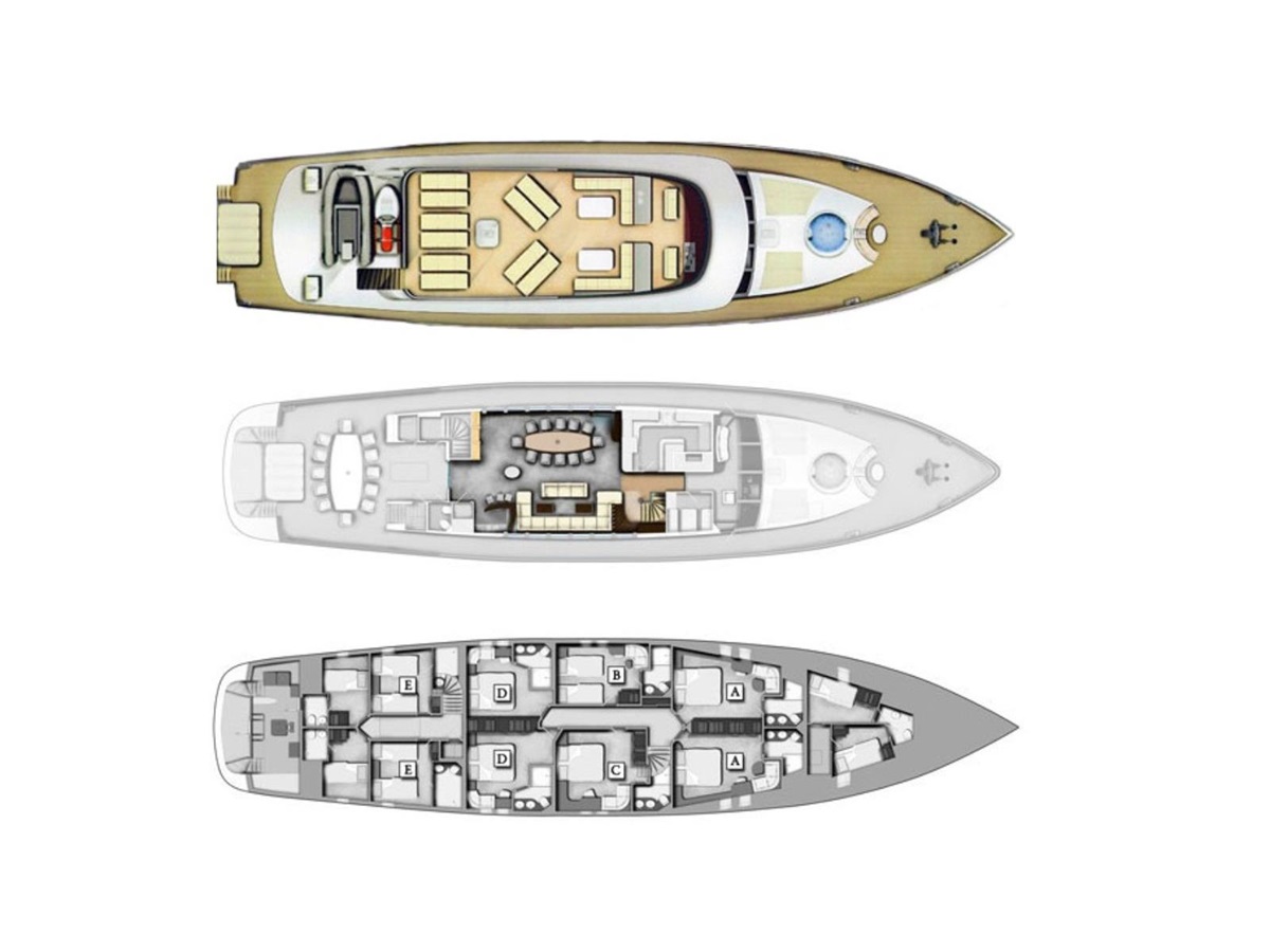 Deckplan for the Navilux gulet in Croatia