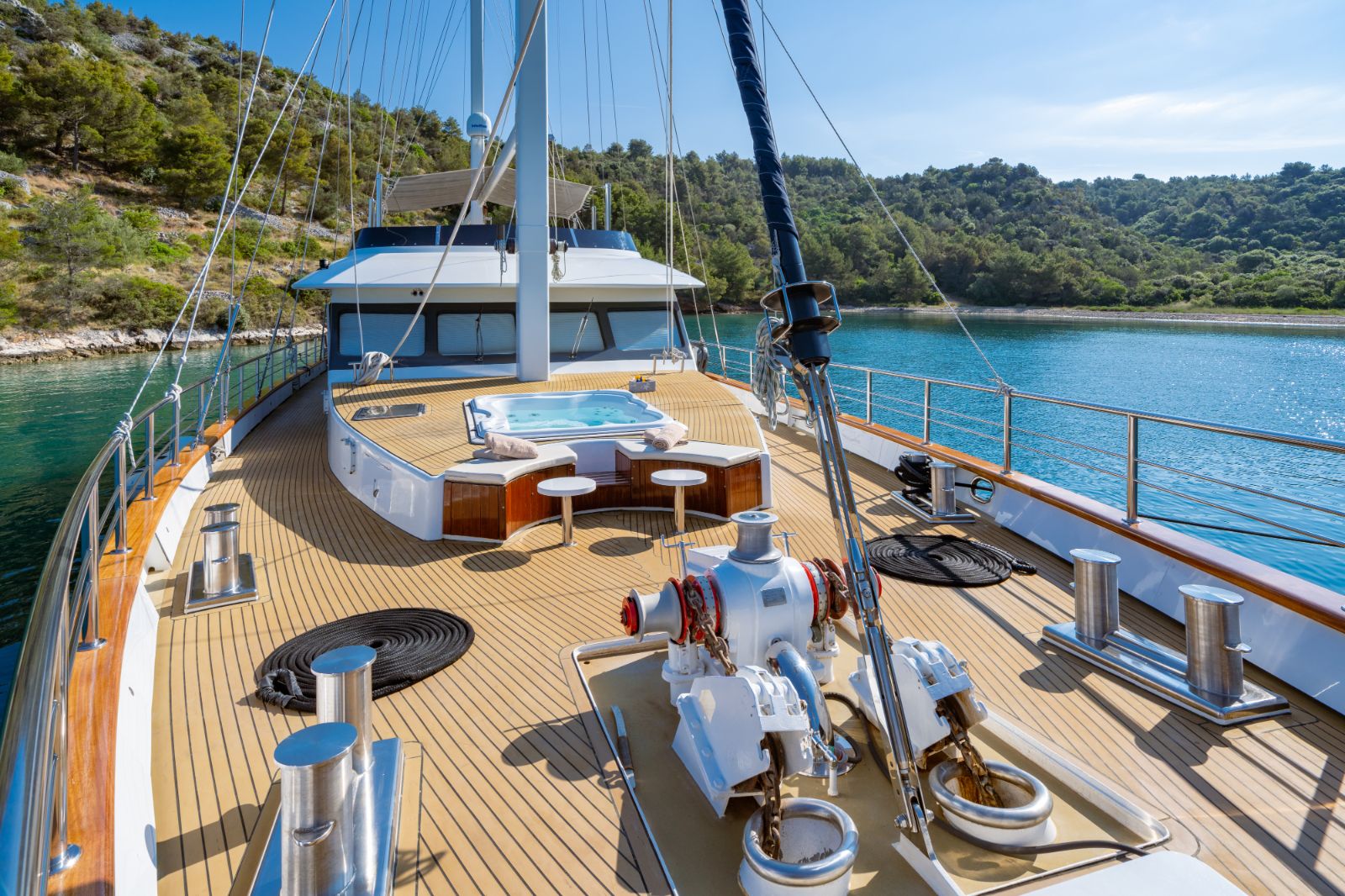Front deck onboard the Navilux gulet in Croatia