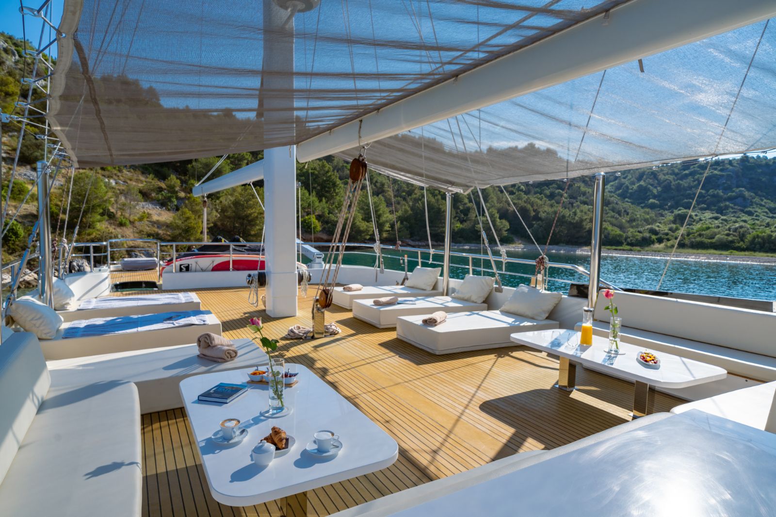 Upper deck onboard the Navilux gulet in Croatia