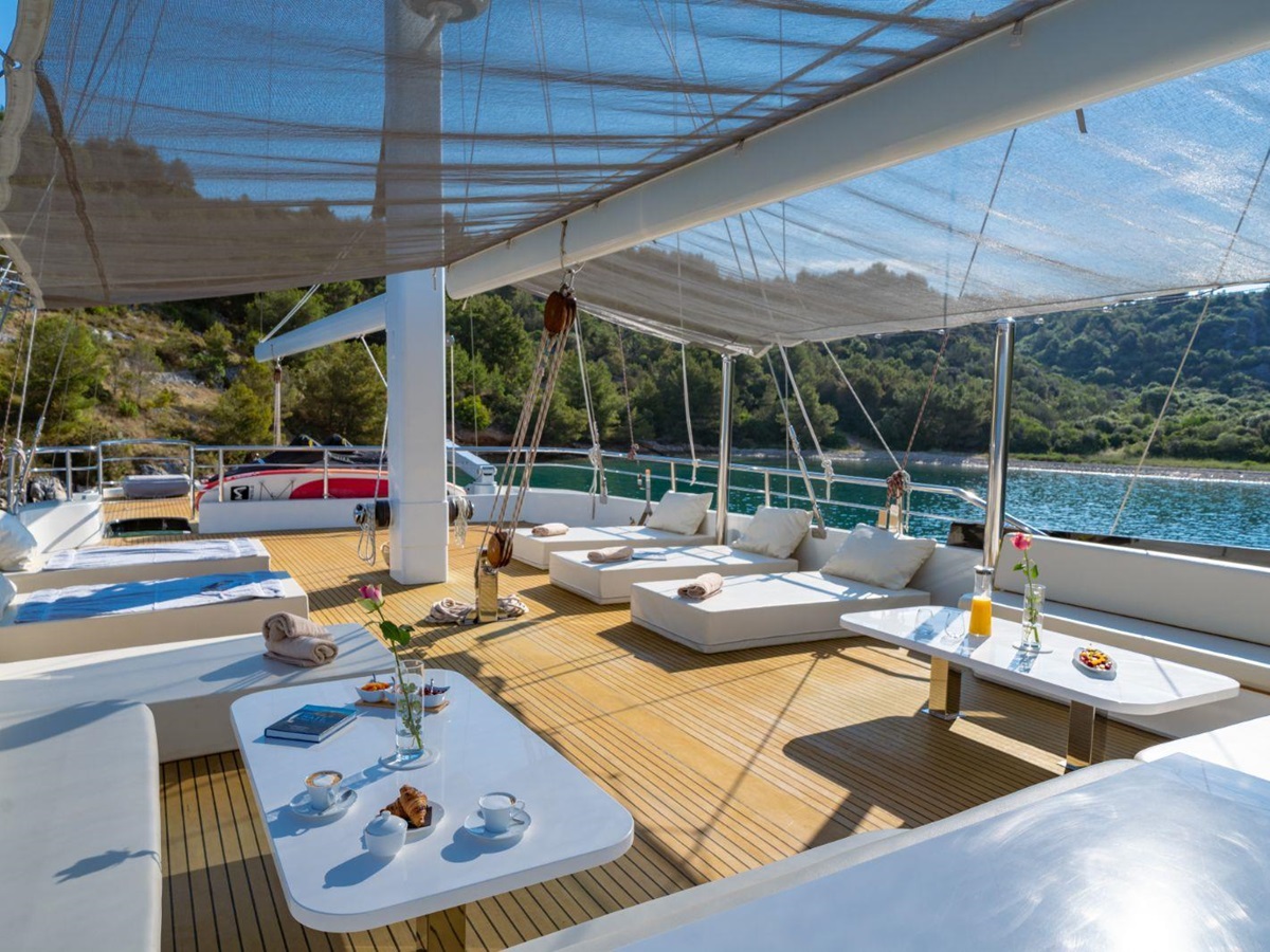 Upper deck onboard the Navilux gulet in Croatia
