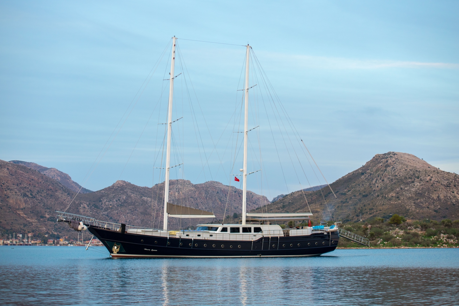 Exterior of luxury gulet Nevra Queen off the Turkish coast