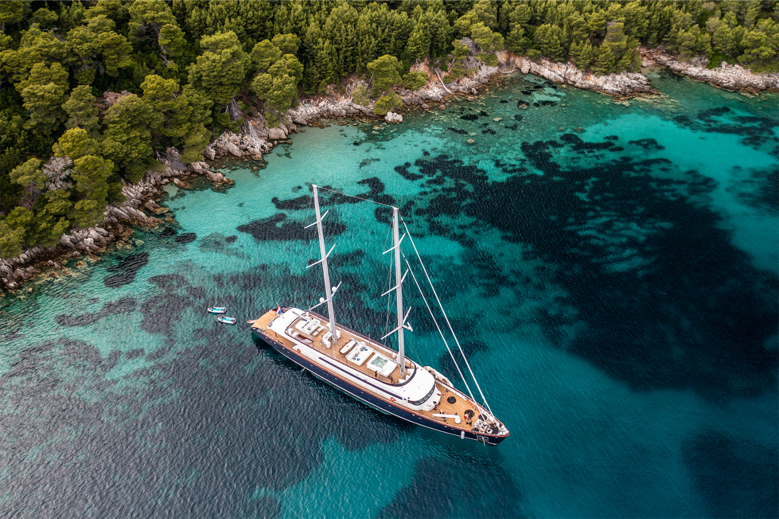 Aerial view of the Nocturno gulet in Croatia