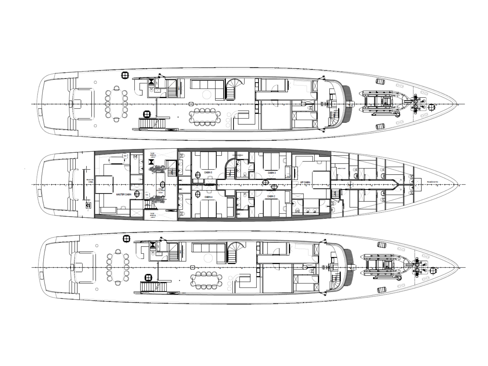 Deckplan layout of the Nocturno gulet in Croatia