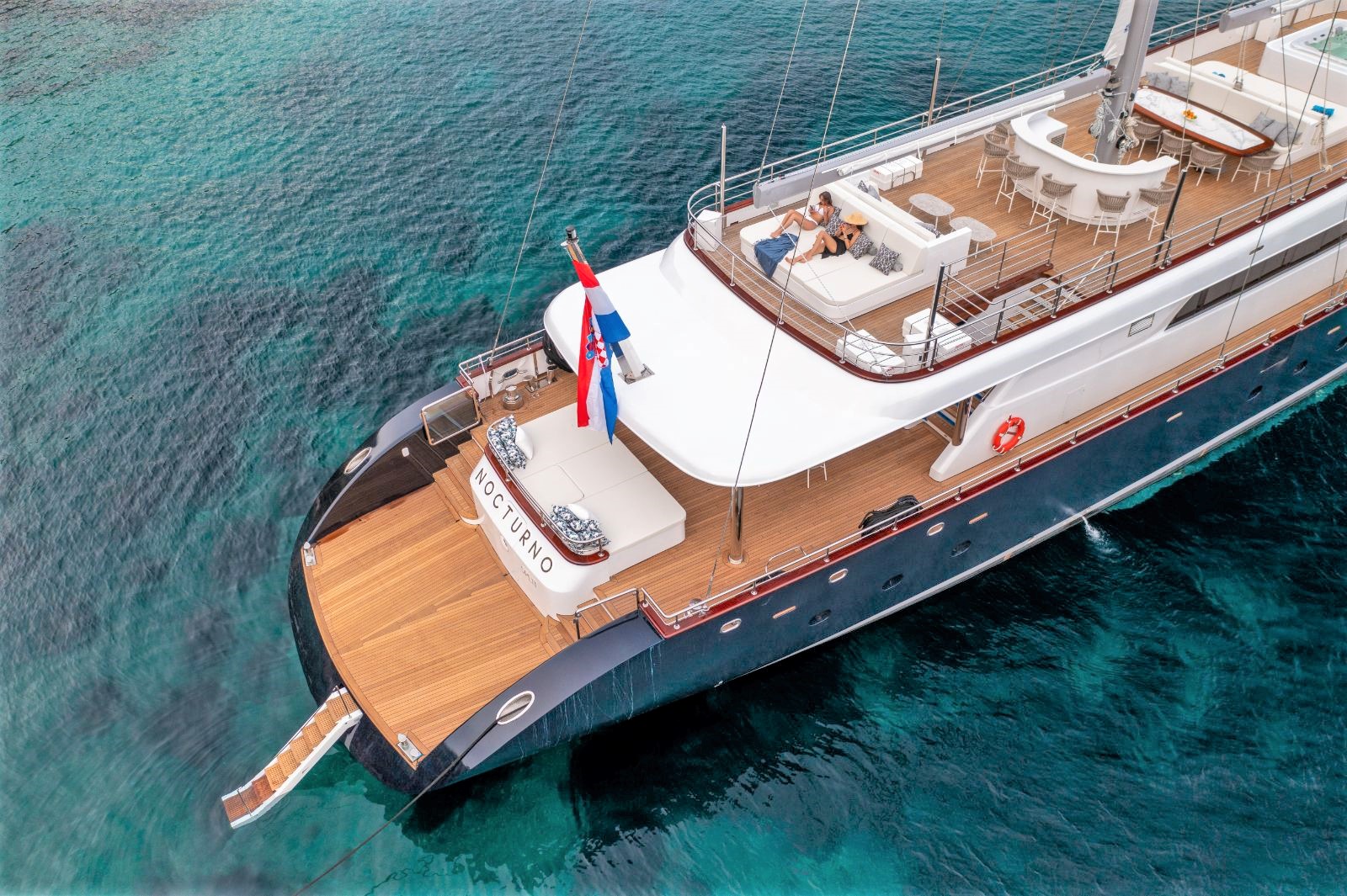 Rear exterior view of the Nocturno gulet in Croatia