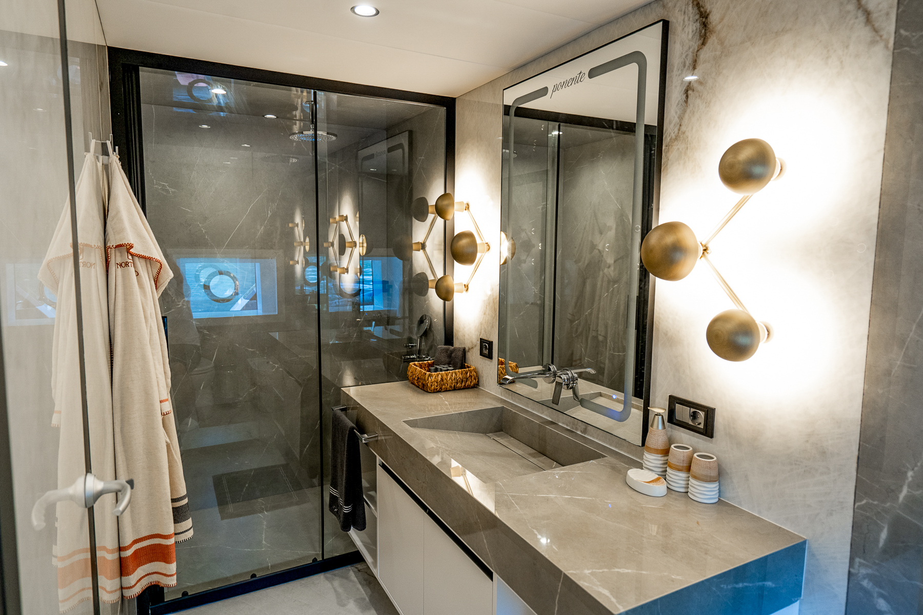Guest bathroom onboard North Wind yacht in Turkey