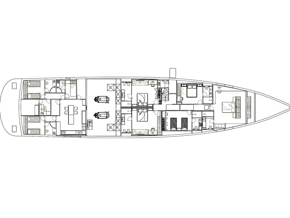 Deckplan of North Wind yacht in Turkey