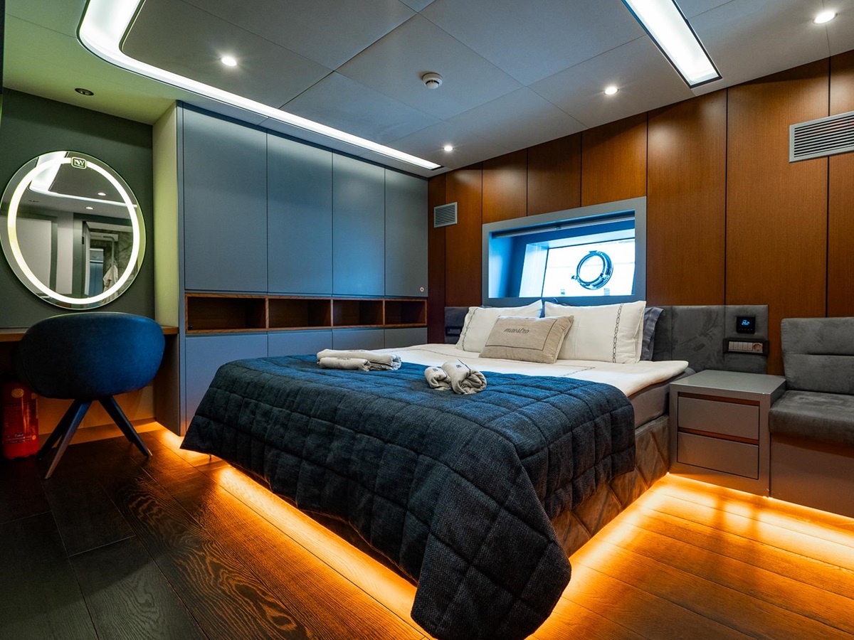 Double bed cabin onboard North Wind yacht in Turkey