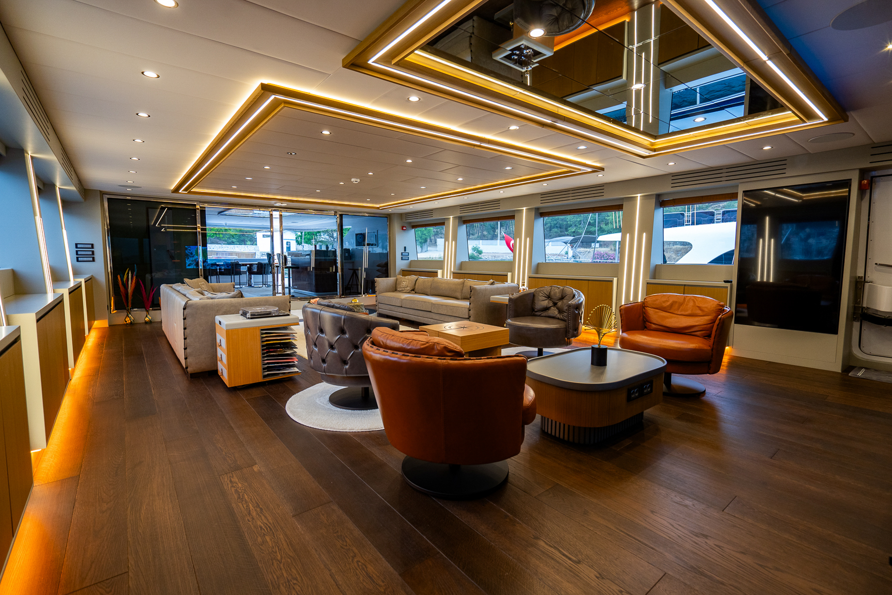 Saloon lounge onboard the North Wind yacht in Turkey