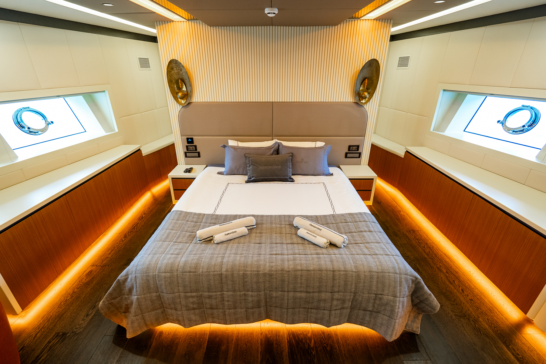 Main cabin onboard the North Wind yacht in Turkey