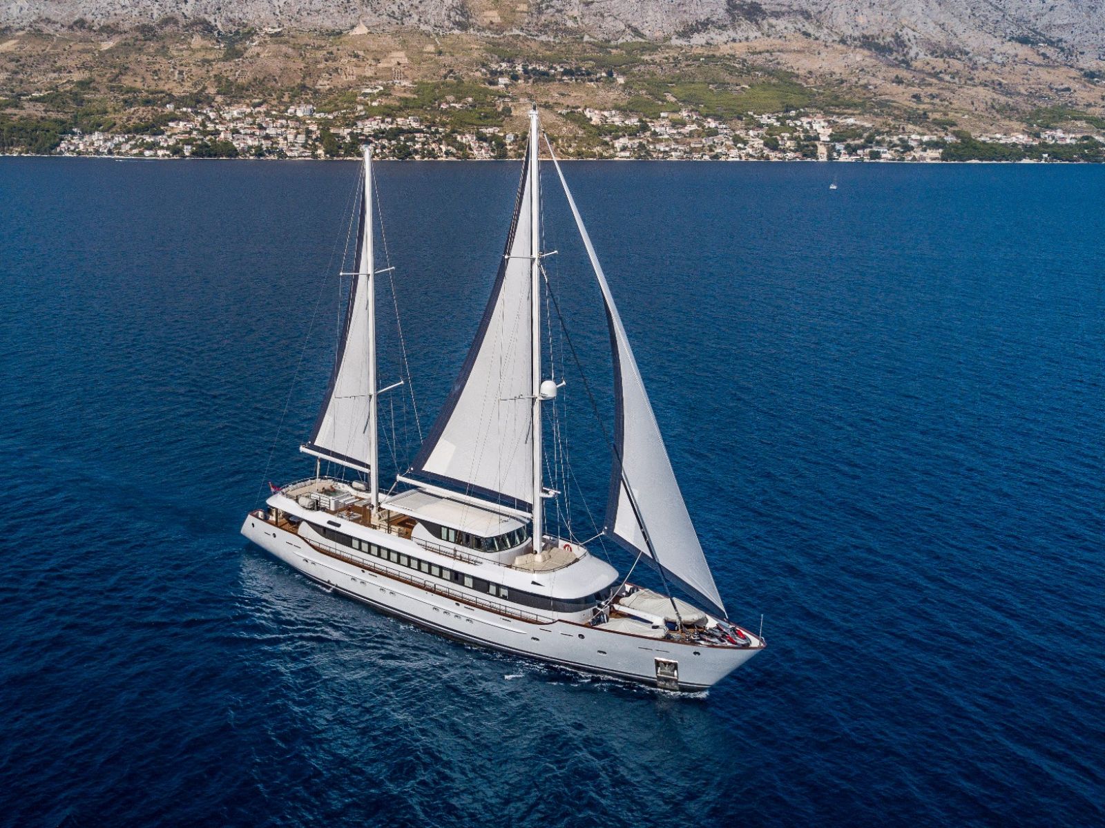 Aerial view of the Omnia yacht in Croatia