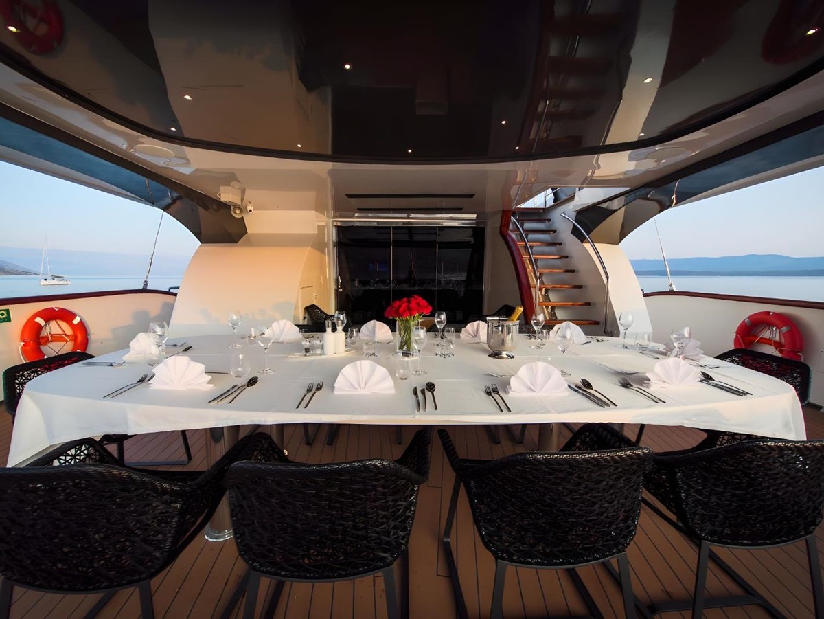 Alfresco dining onboard the Omnia gulet in Croatia