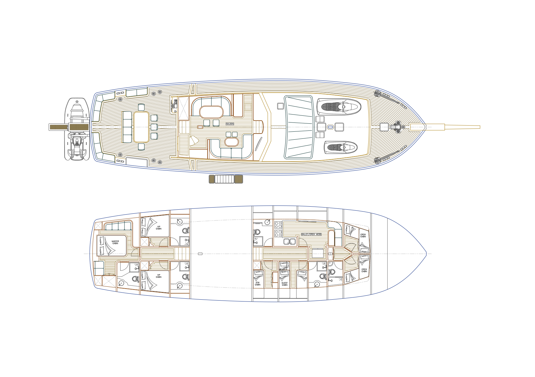 Deckplan of the Pacha luxury gulet in Croatia