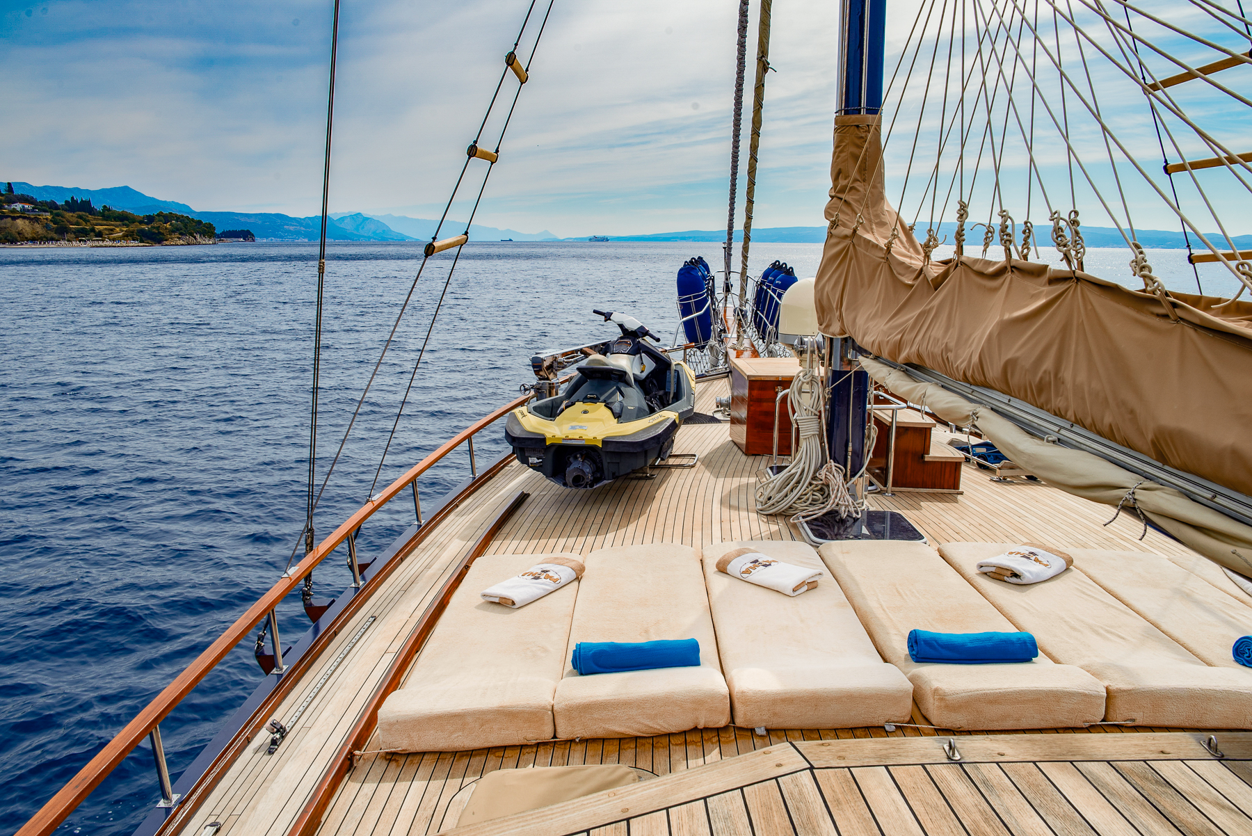 Jet ski on the deck of the Pacha luxury gulet in Croatia
