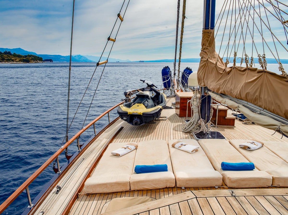 Jet ski on the deck of the Pacha luxury gulet in Croatia