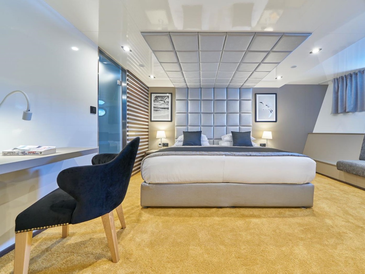 Double bed onboard the Rara Avis gulet in Croatia