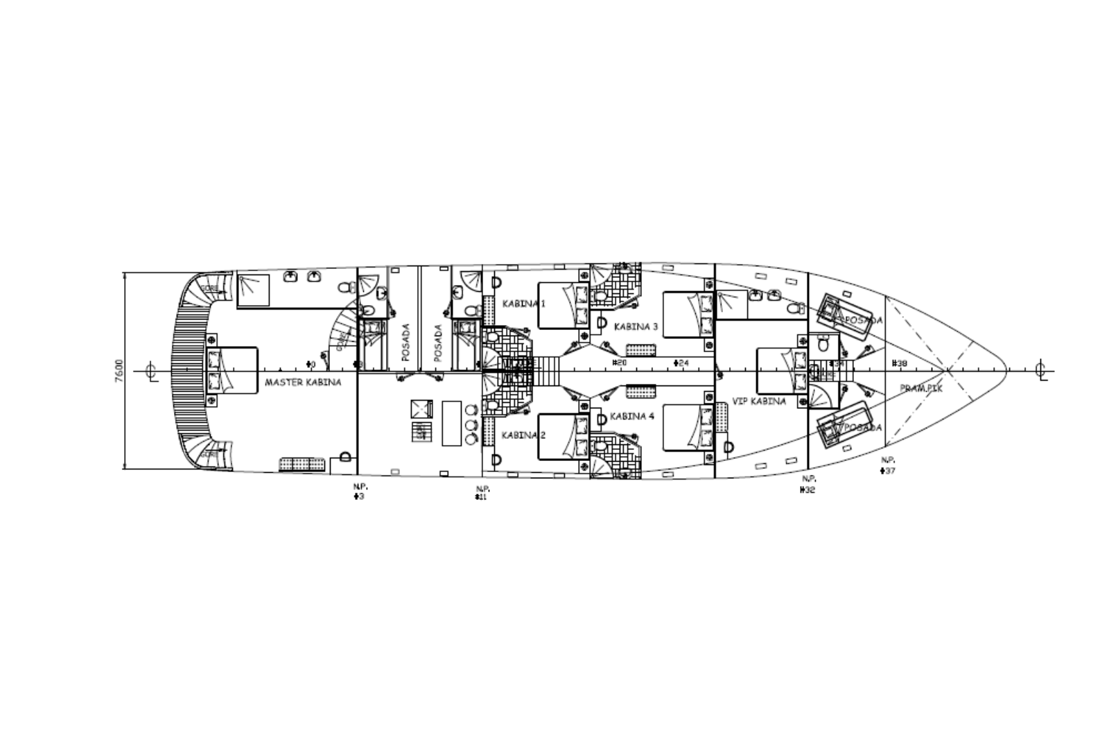 Rara Avis gulet deckplan in Croatia