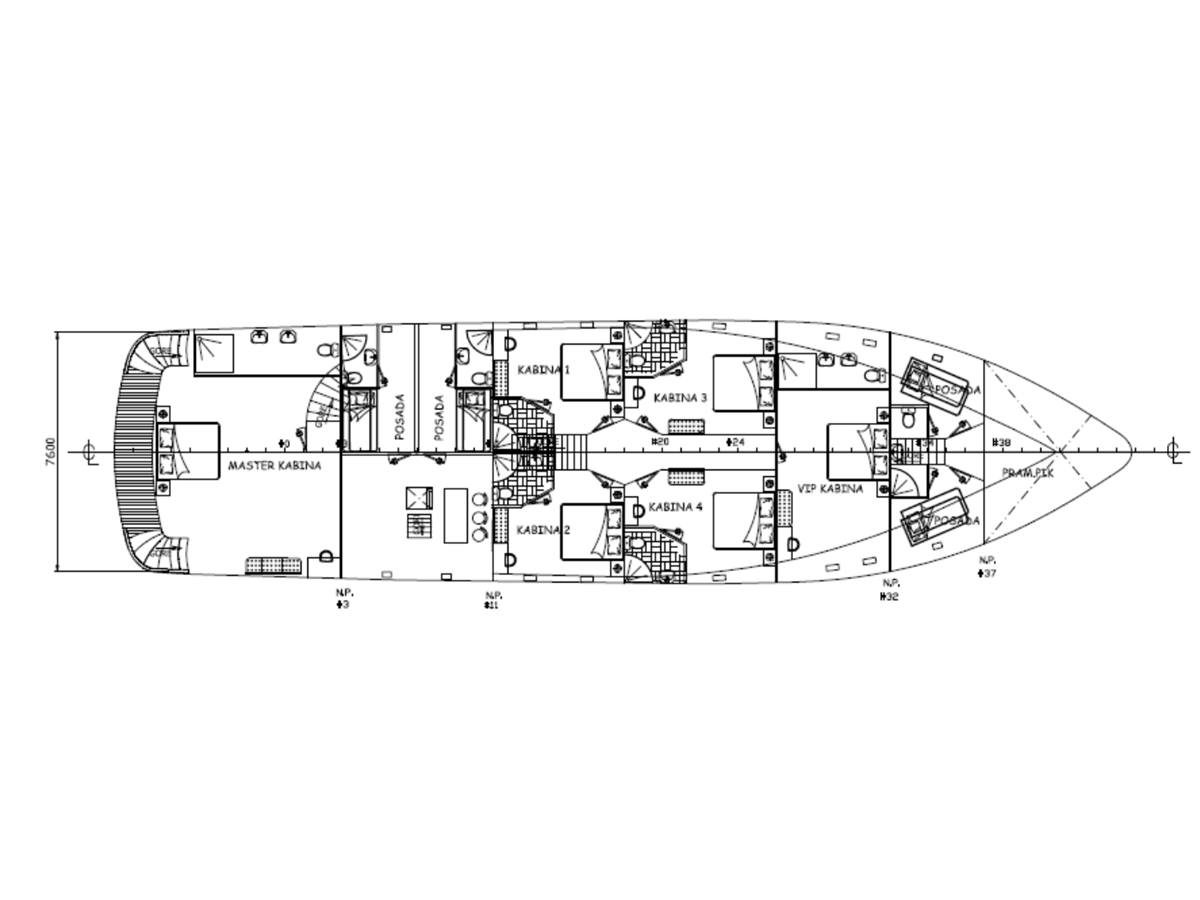 Rara Avis gulet deckplan in Croatia