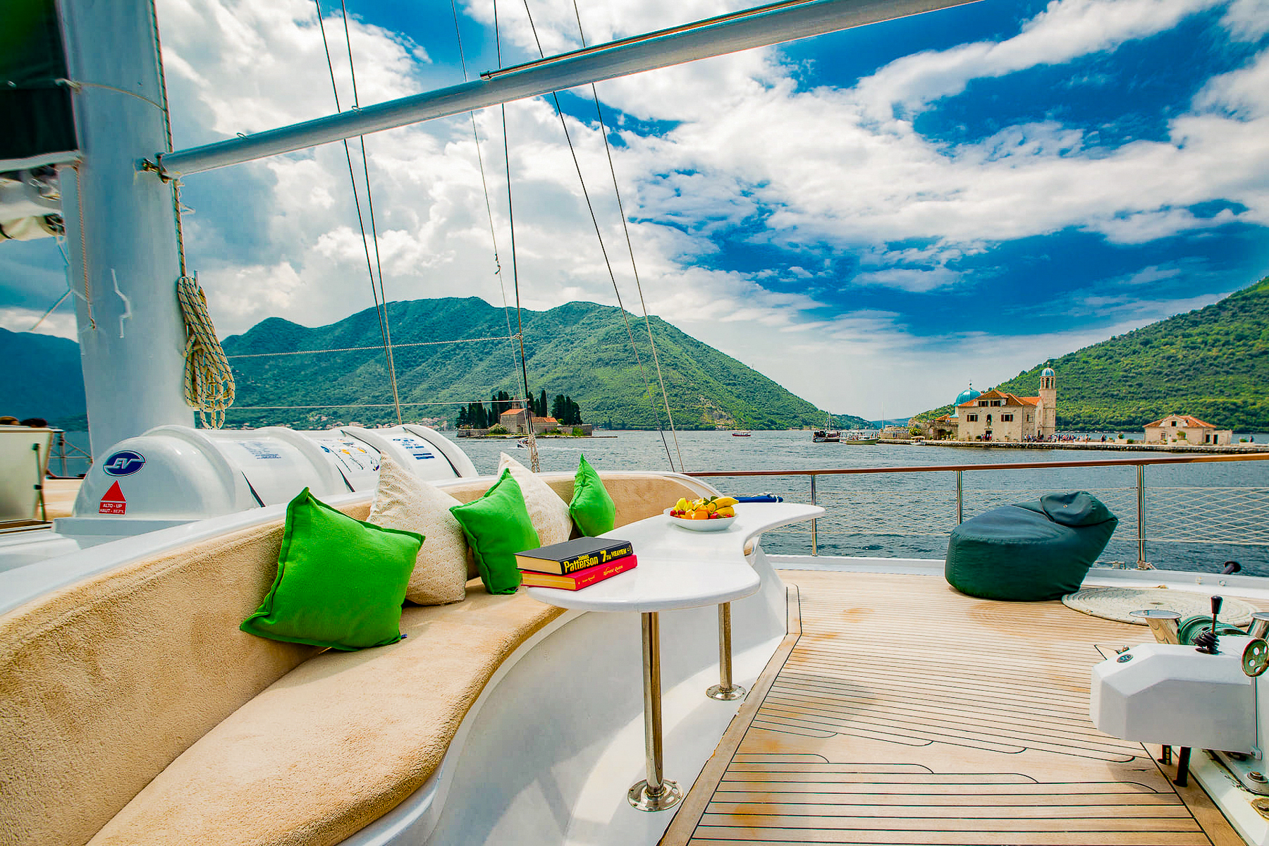 ALfresco lounge area onboard the Sadri Usta I luxury gulet in Montenegro