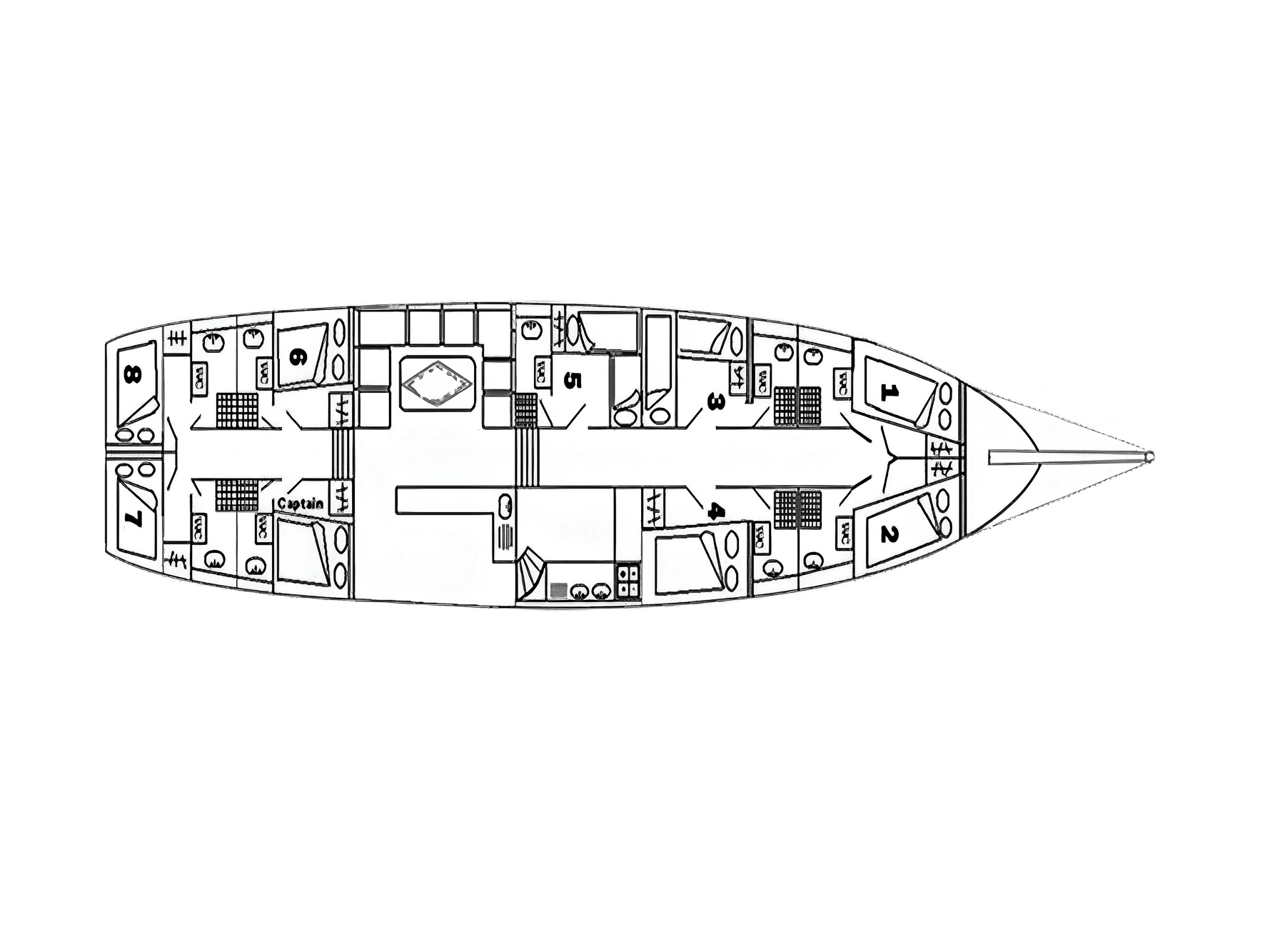Layout of the Sadri Usta I luxury gulet in Montenegro