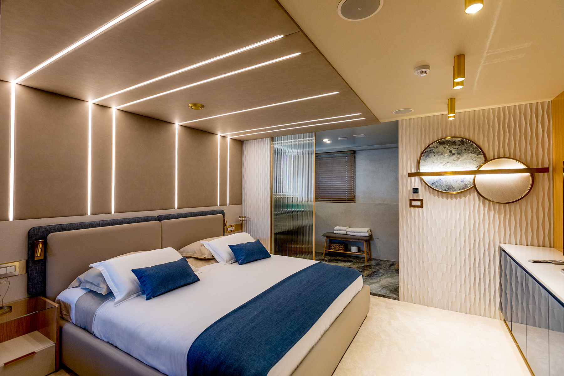 Main cabin onboard the Scorpios luxury motor sailer in Croatia