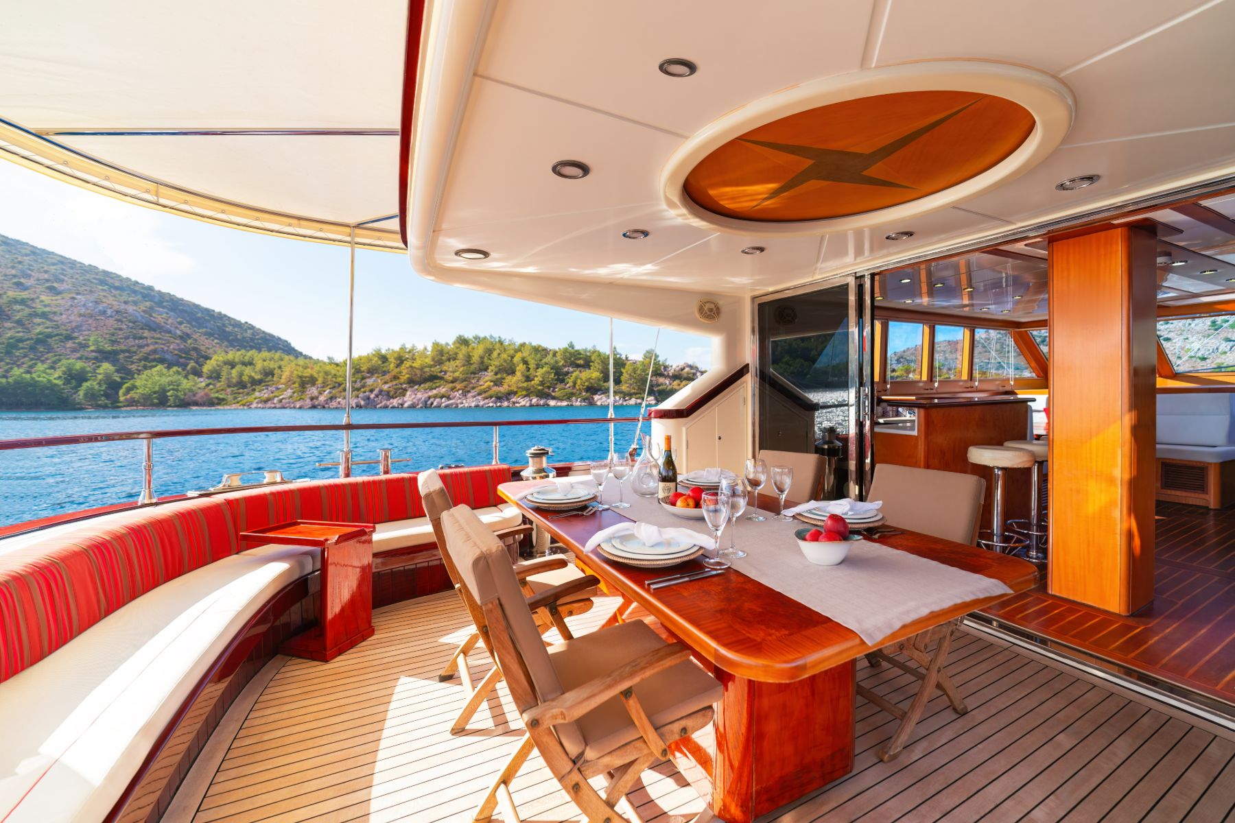Alfresco dining onboard the Serenity 86 luxury gulet in Turkey