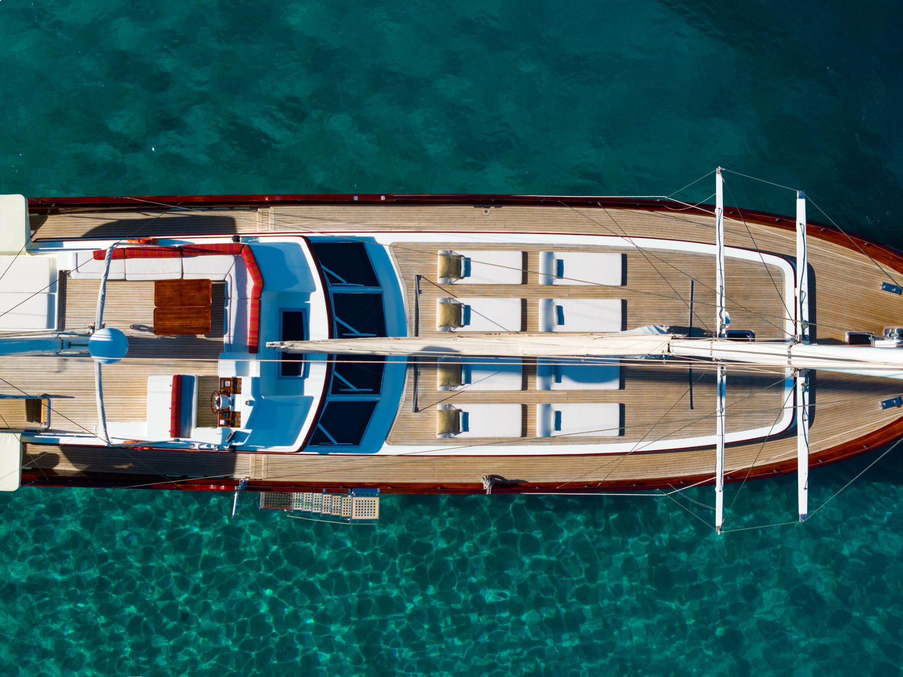 Bird's eye view of the Serenity 86 luxury gulet in Turkey