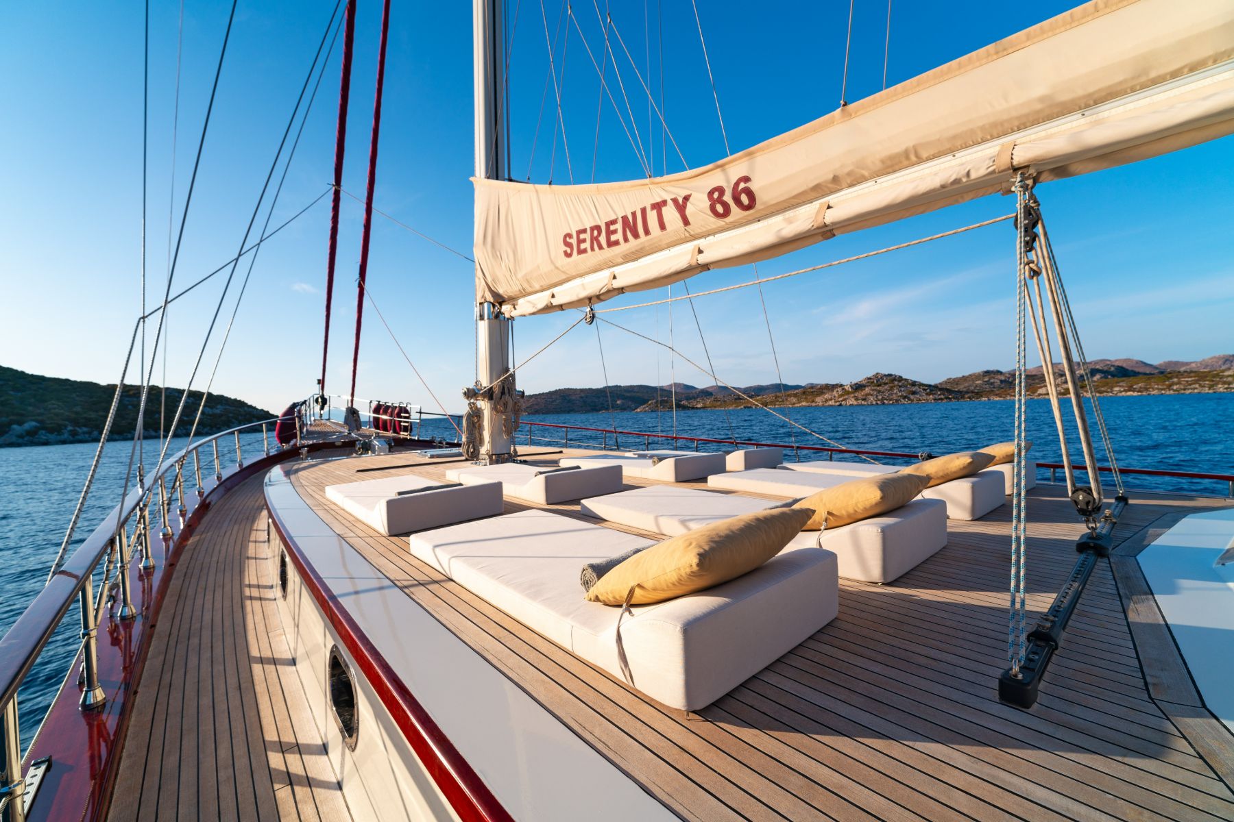 foredeck onboard the Serenity 86 luxury gulet in Turkey