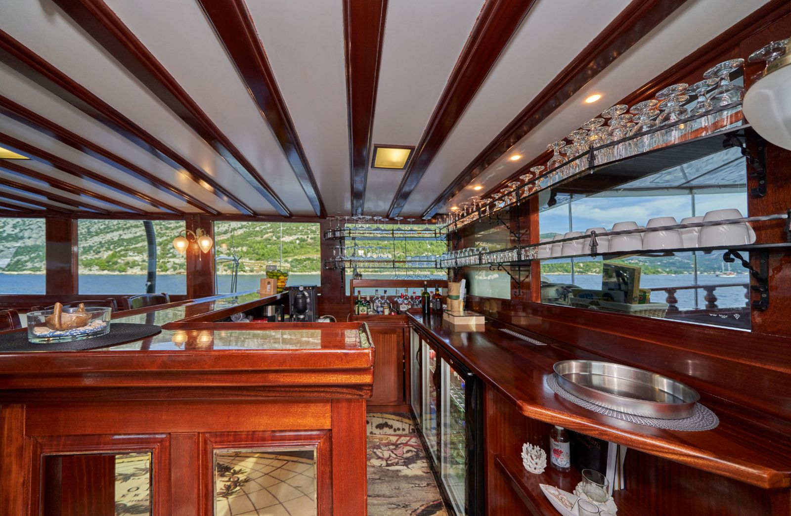 Bar area onboard Stella Maris gulet in Croatia