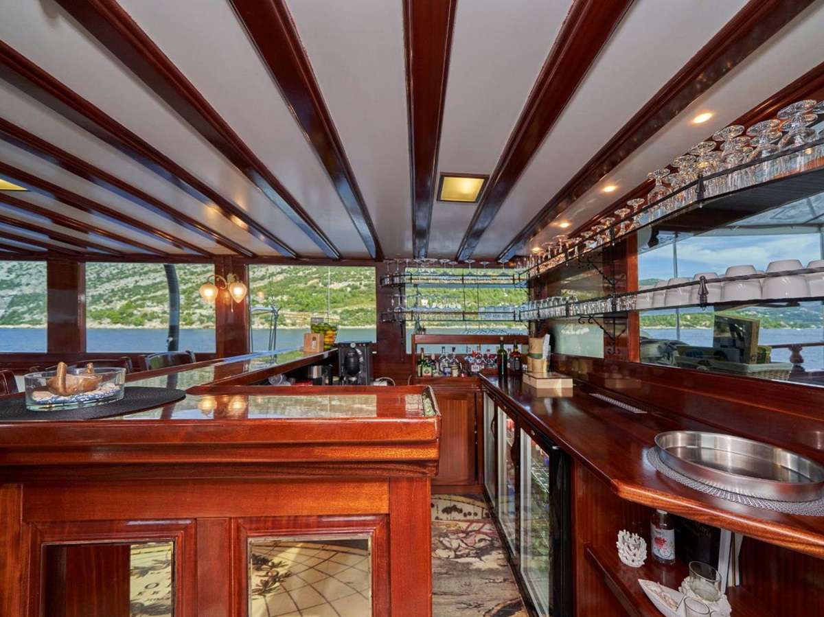 Bar area onboard Stella Maris gulet in Croatia