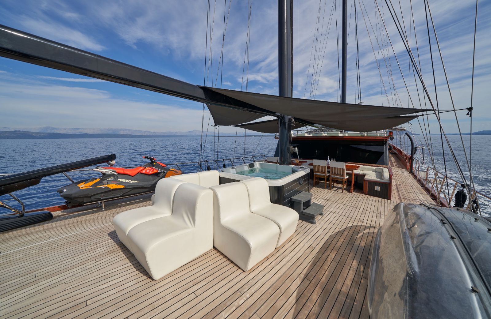 Jacuzzi onboard the deck of the Stella Maris gulet in Croatia