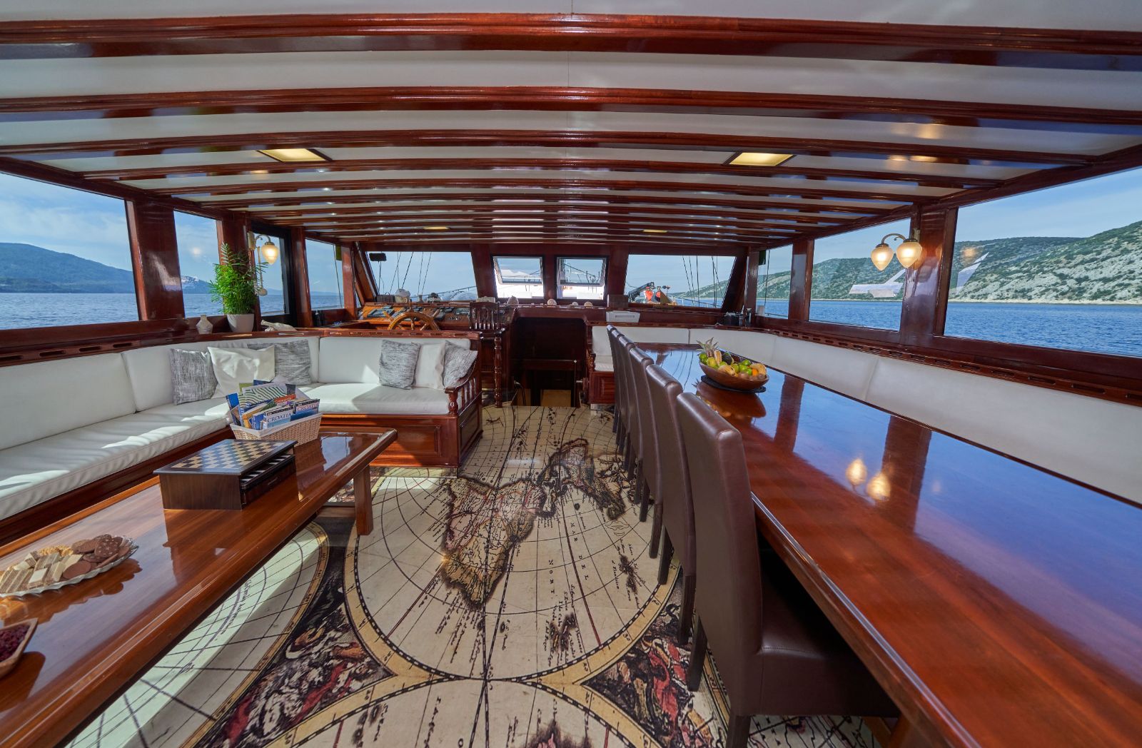 Lounge onboard the Stella Maris gulet in Croatia