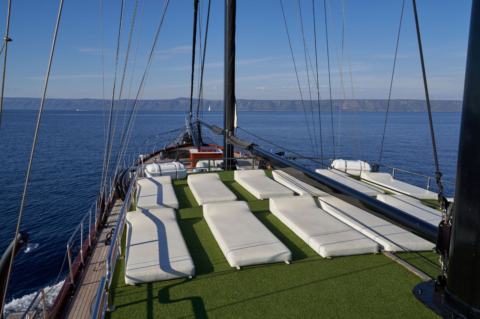 Loungers onboard the deck of the Stella Maris gulet in Croatia