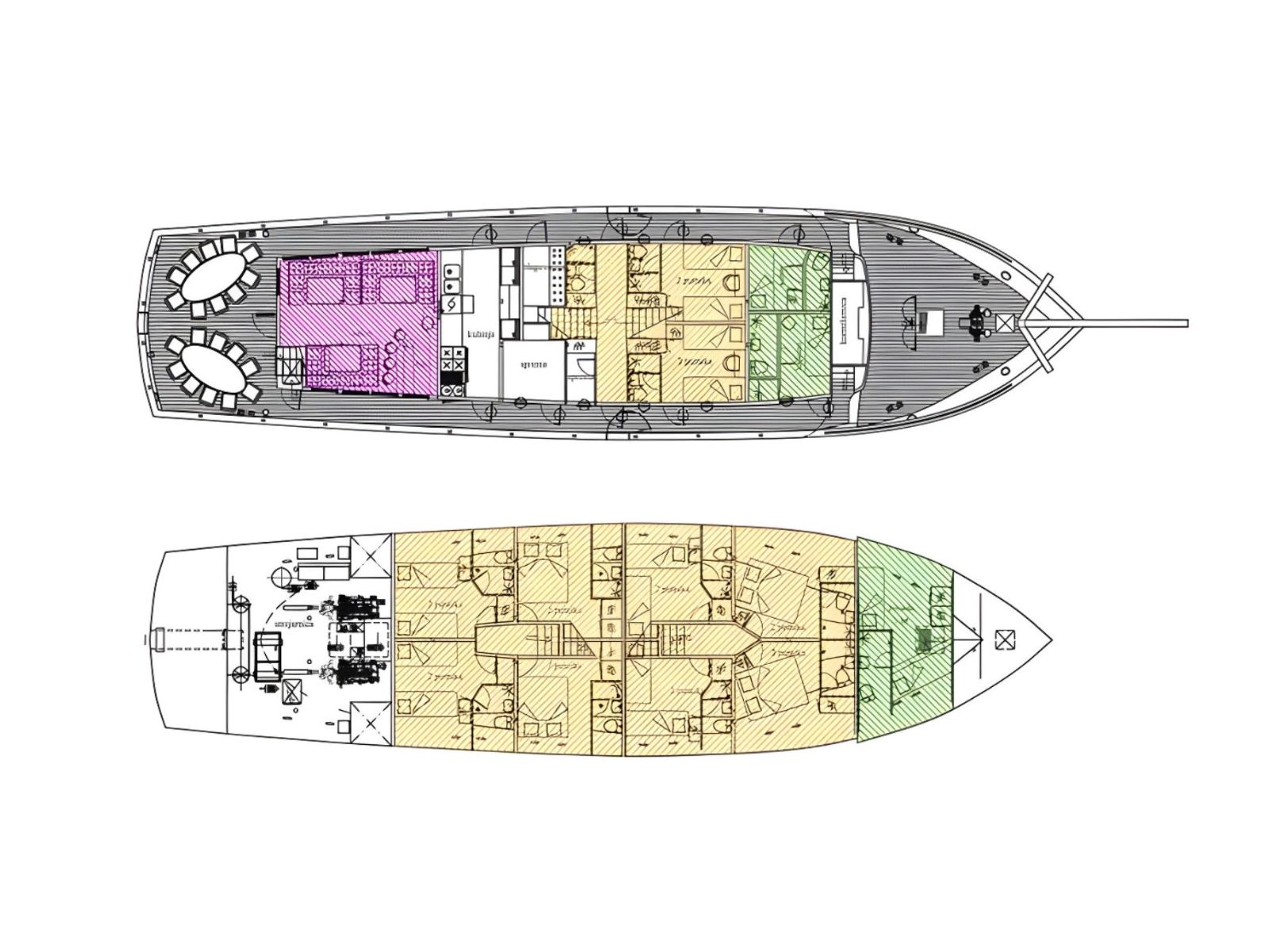 Deckplan of the Tajna Mora gulet n Croatia