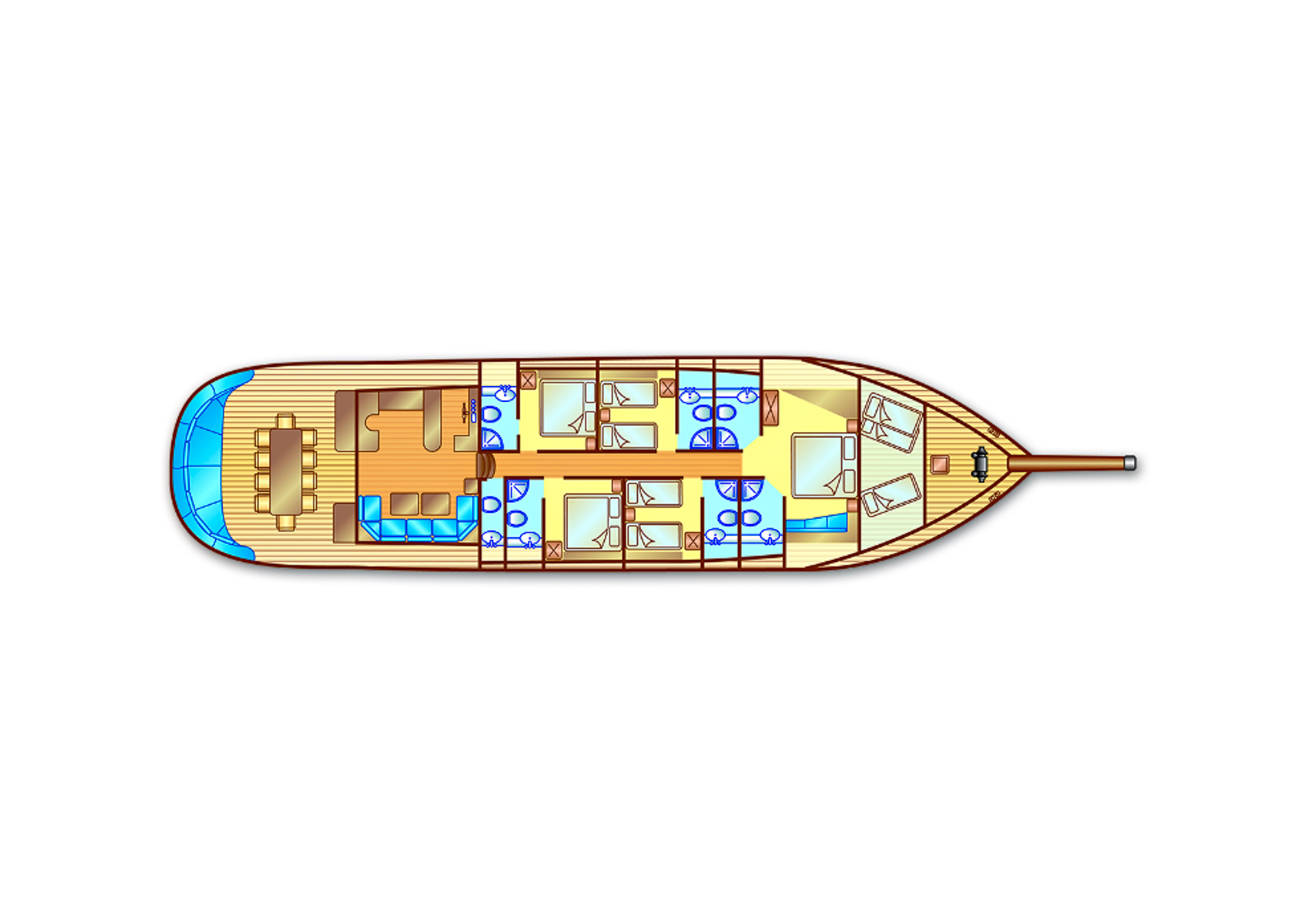 Deckplan of the Torini luxury gulet in Turkey