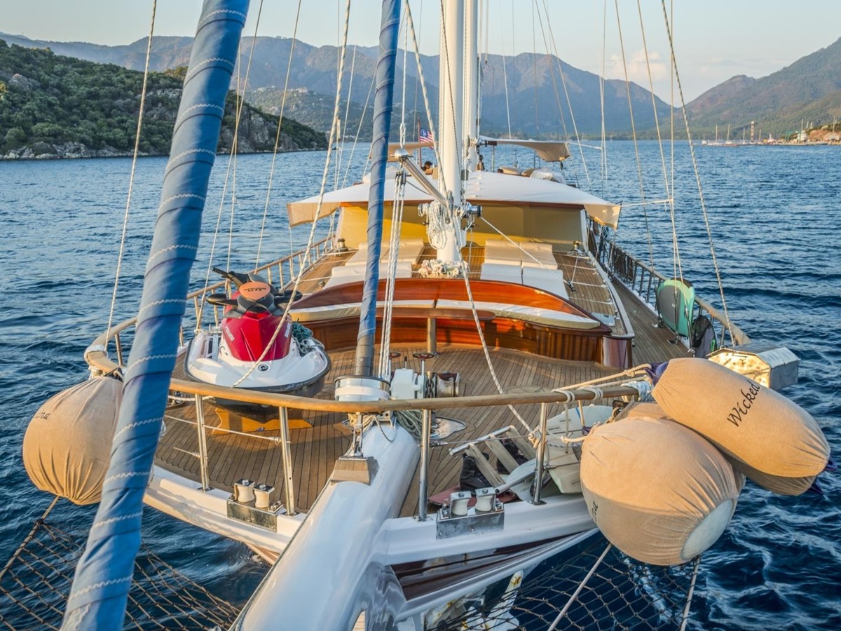 View from bowsprit on Wicked Felina in Turkey