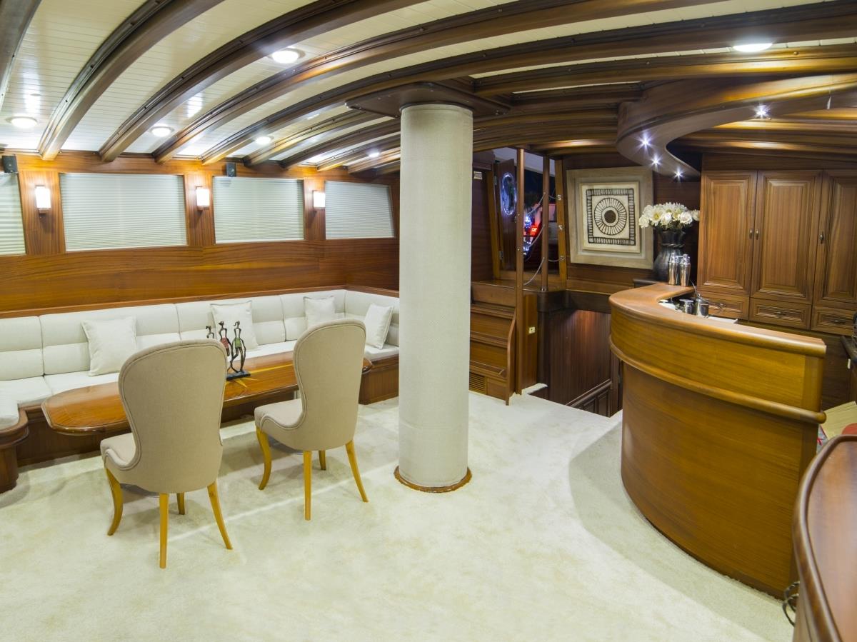 Saloon on board Wicked Felina in Turkey