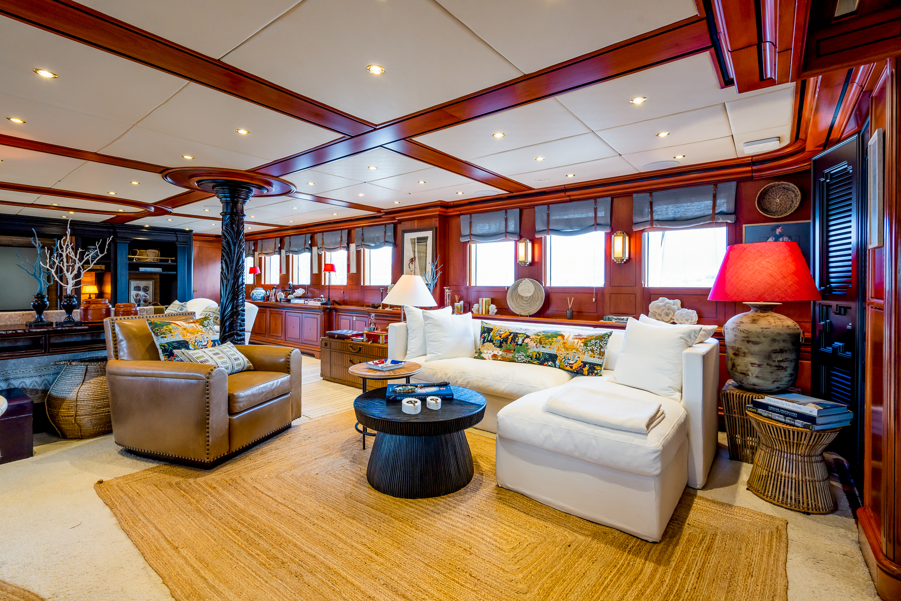 Saloon onboard the Yazz luxury gulet in Greece