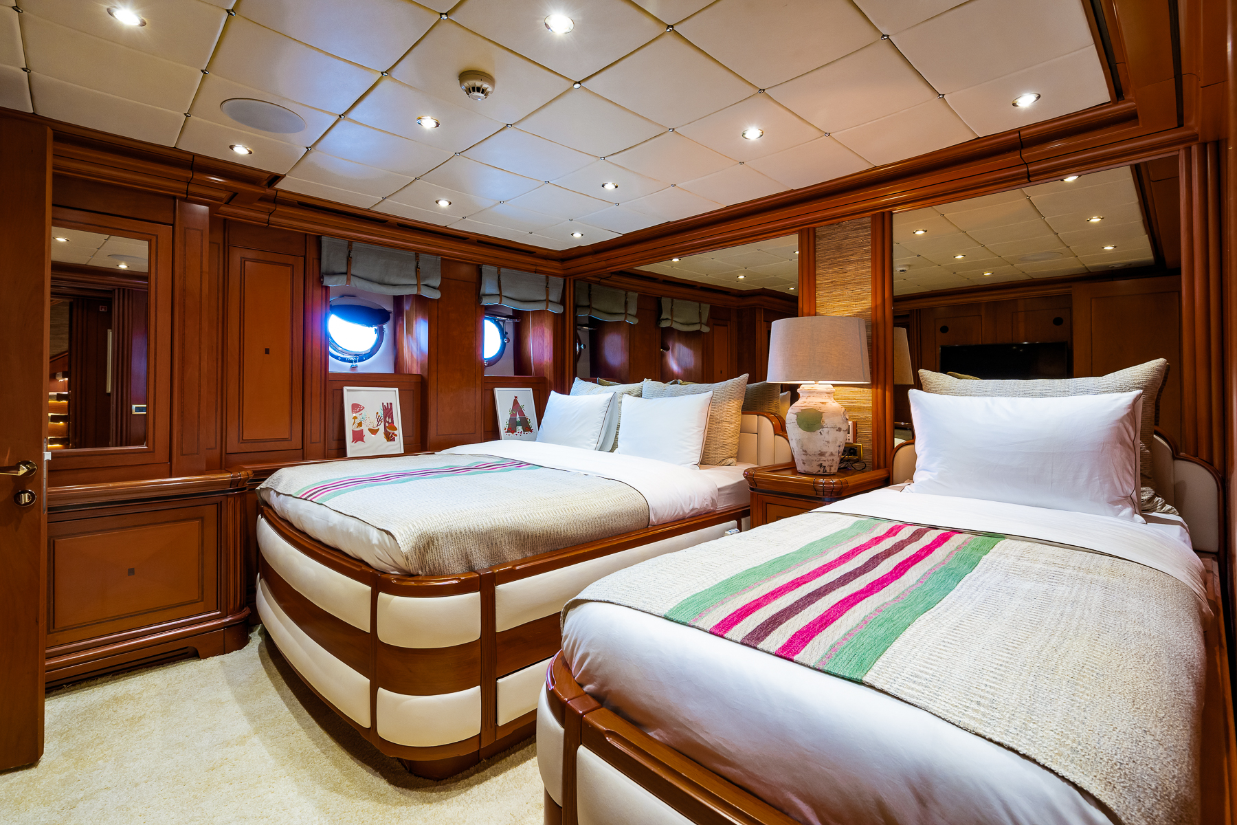 Twin cabin onboard the Yazz luxury gulet in Greece