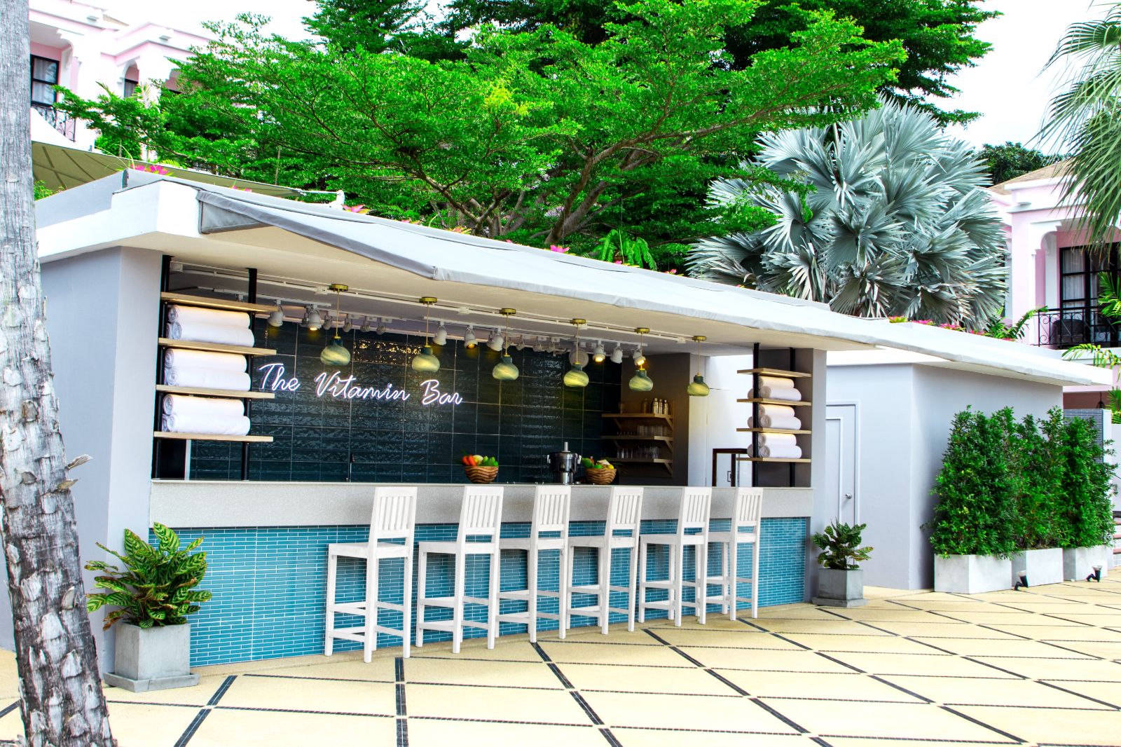 Outside pool bar called the Vitamin bar at luxury zen resort Absolute Sanctuary 